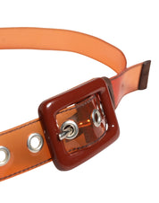 Orange PVC Waist Women Cintura Square Buckle Belt