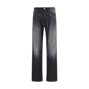 Black Cotton Straight-Leg Jeans