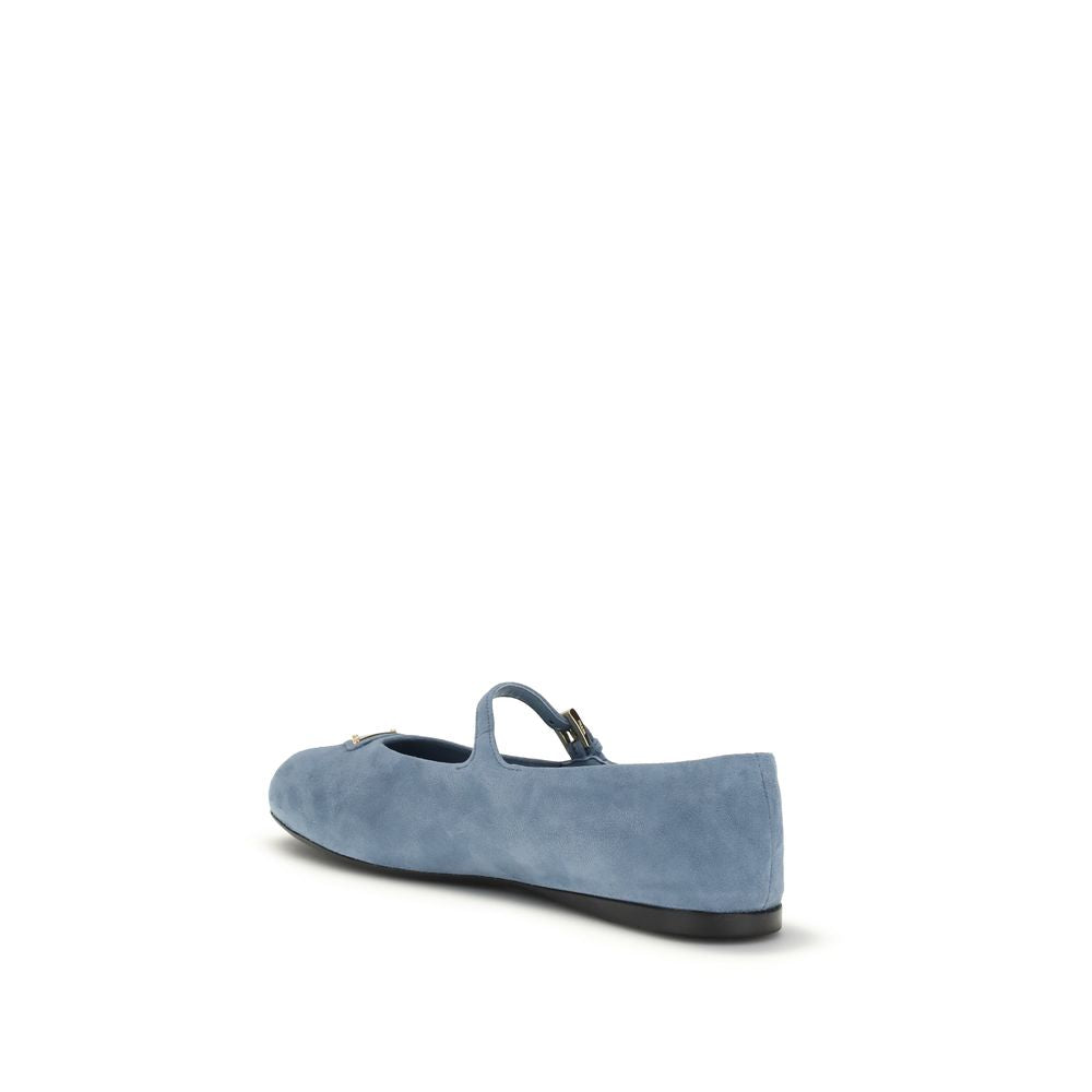 Blue Goatskin Ballet Flats