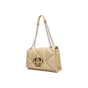 Beige Artificial Leather Handbag