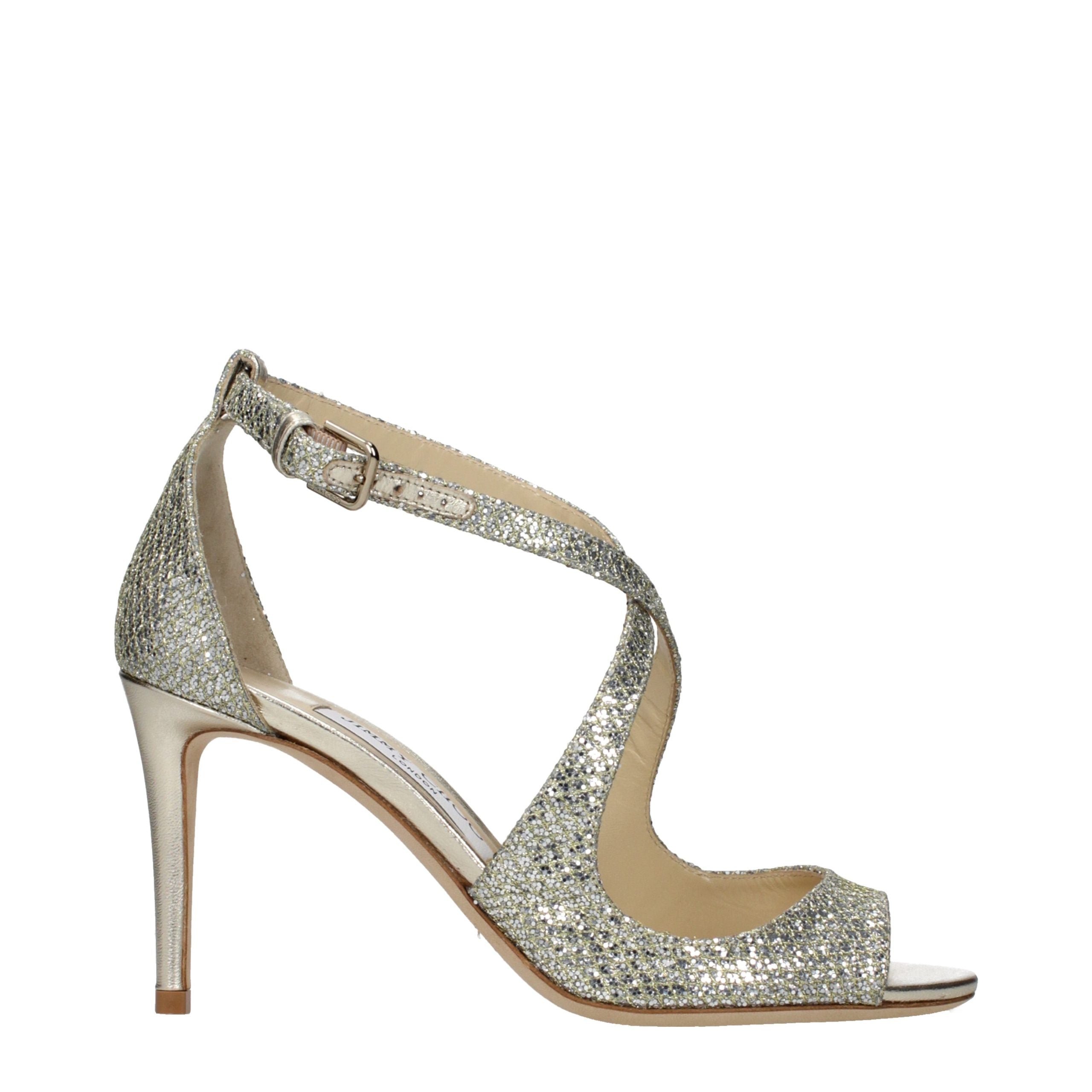 Gold Plastic Stiletto Heel Sandals