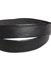 Men Black Leather Metal Buckle Belt