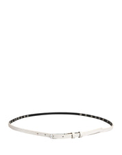 White Leather Studded Cintura Belt