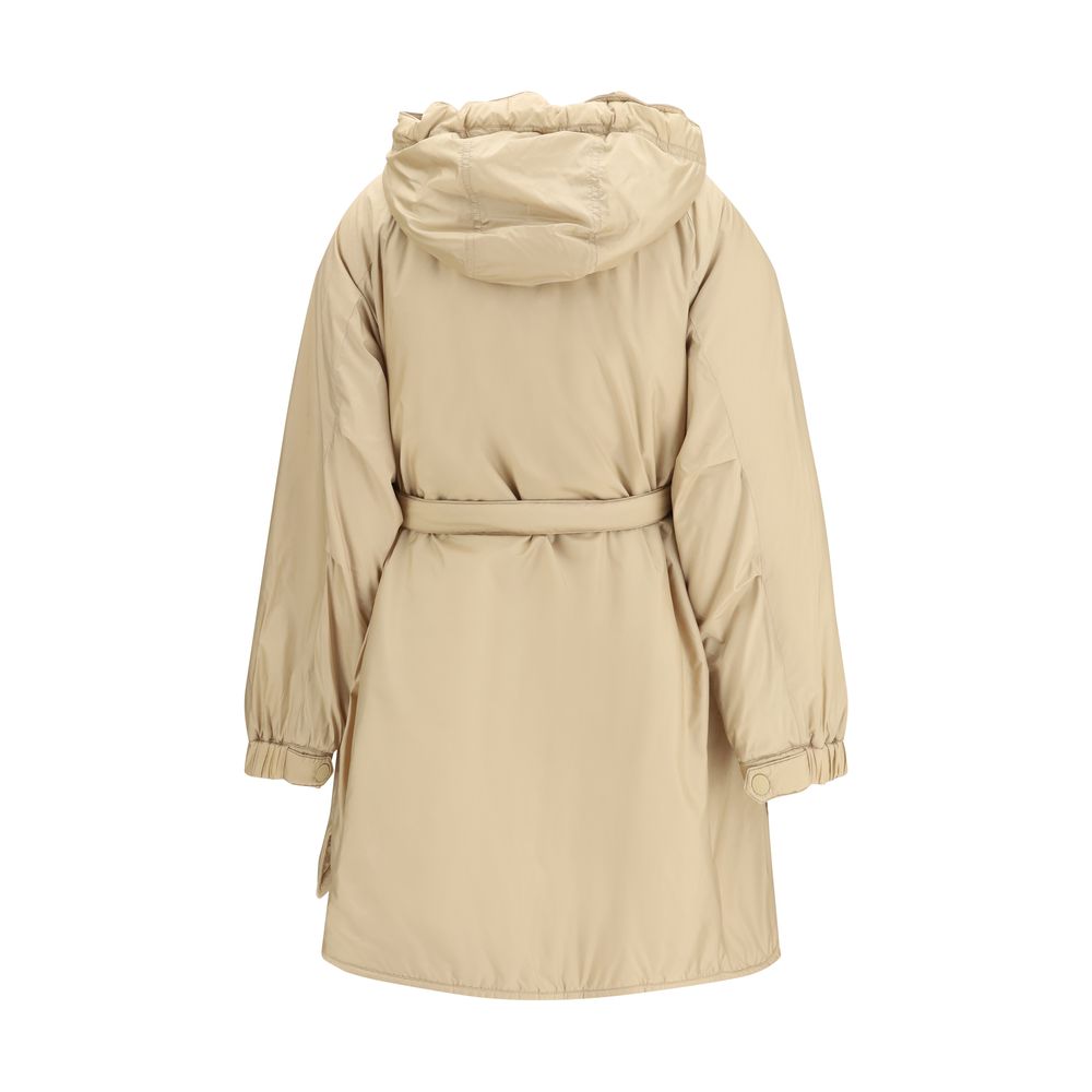 Beige Polyester Full-Length Jacket