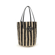 Black Raffia Backet Bag