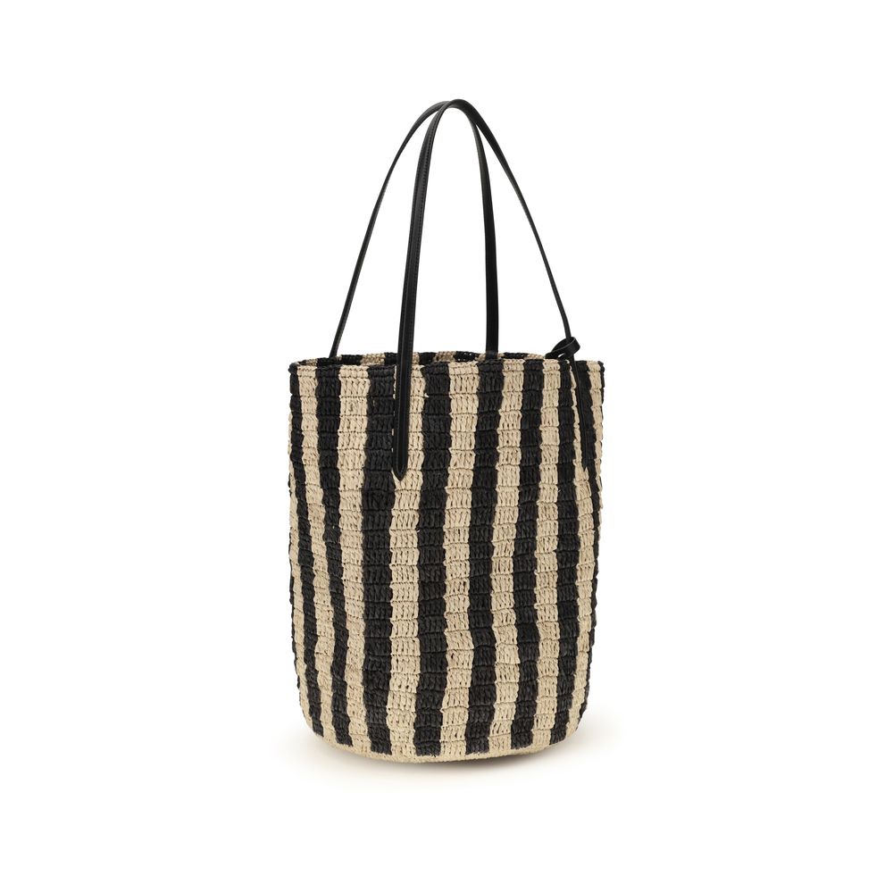 Black Raffia Backet Bag