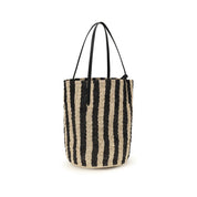 Black Raffia Backet Bag