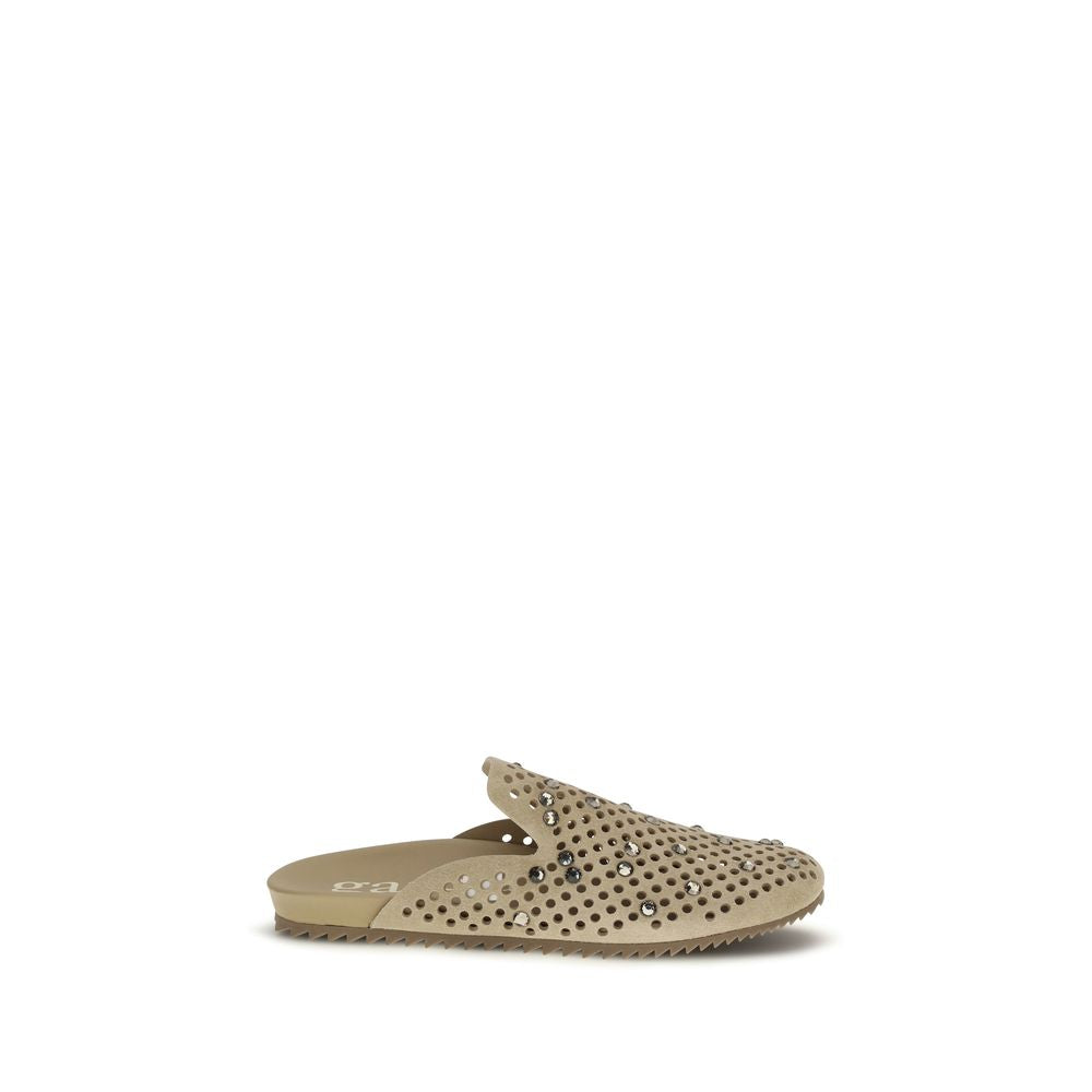 Beige Calf Leather Bos Taurus Mules