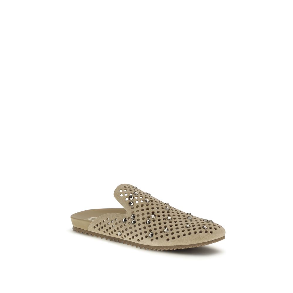 Beige Calf Leather Bos Taurus Mules