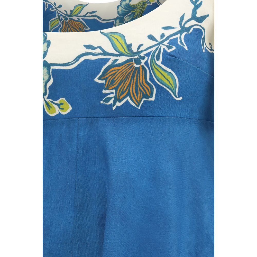 Blue Linen Casual Dress