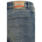 Blue Cotton Straight-Leg Jeans