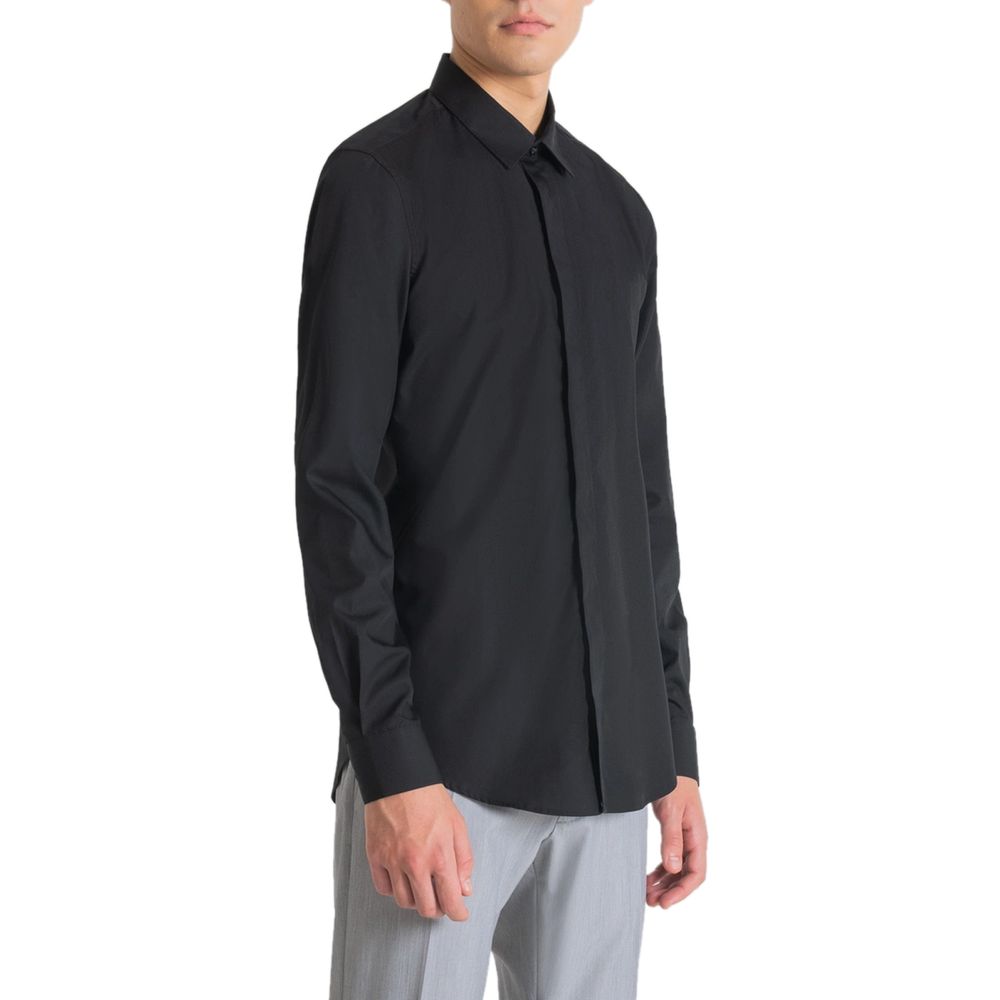 Black Cotton Dress Shirt