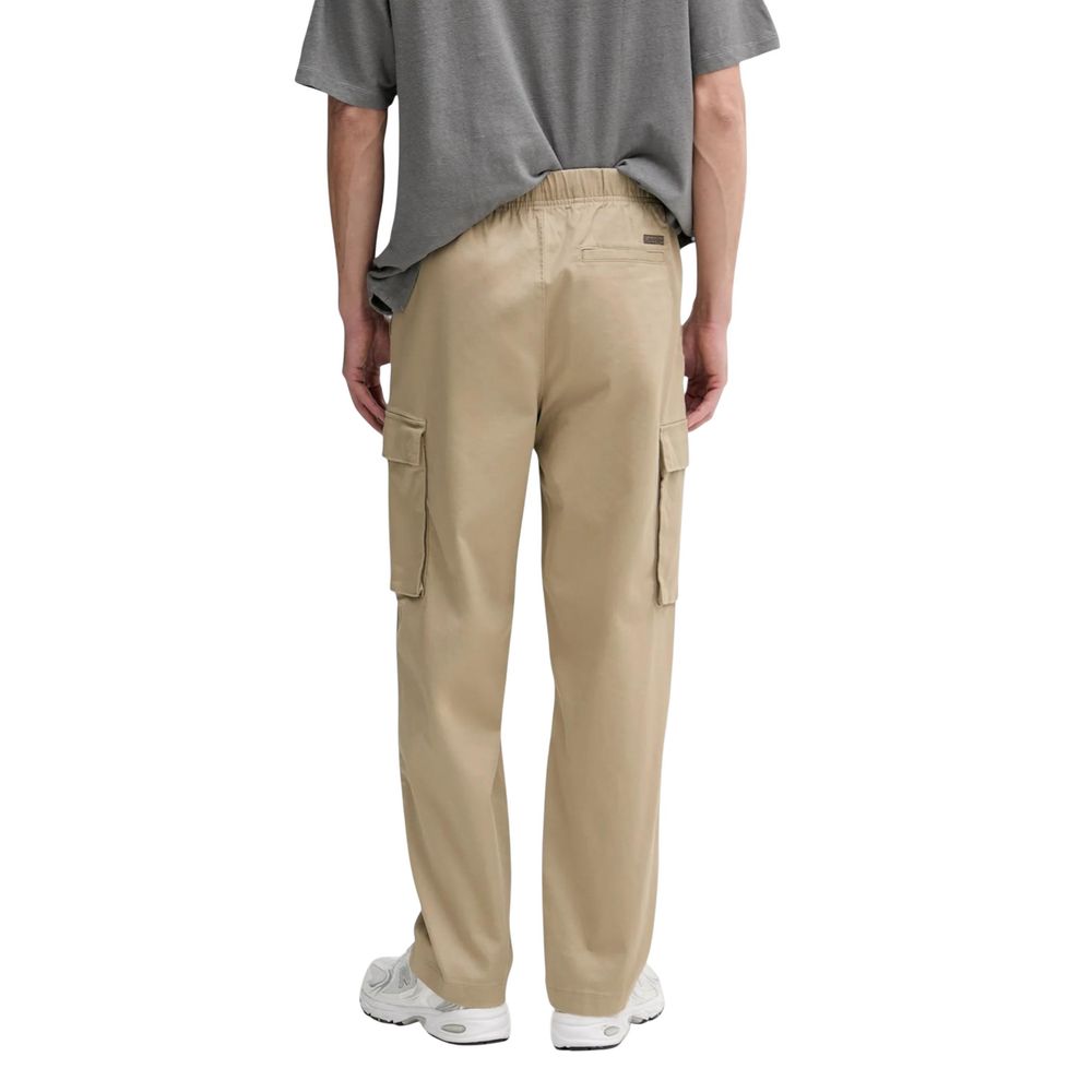 Beige Cotton Cargo Pants