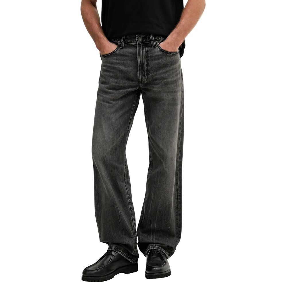 Black Cotton Relaxed Fit Jeans