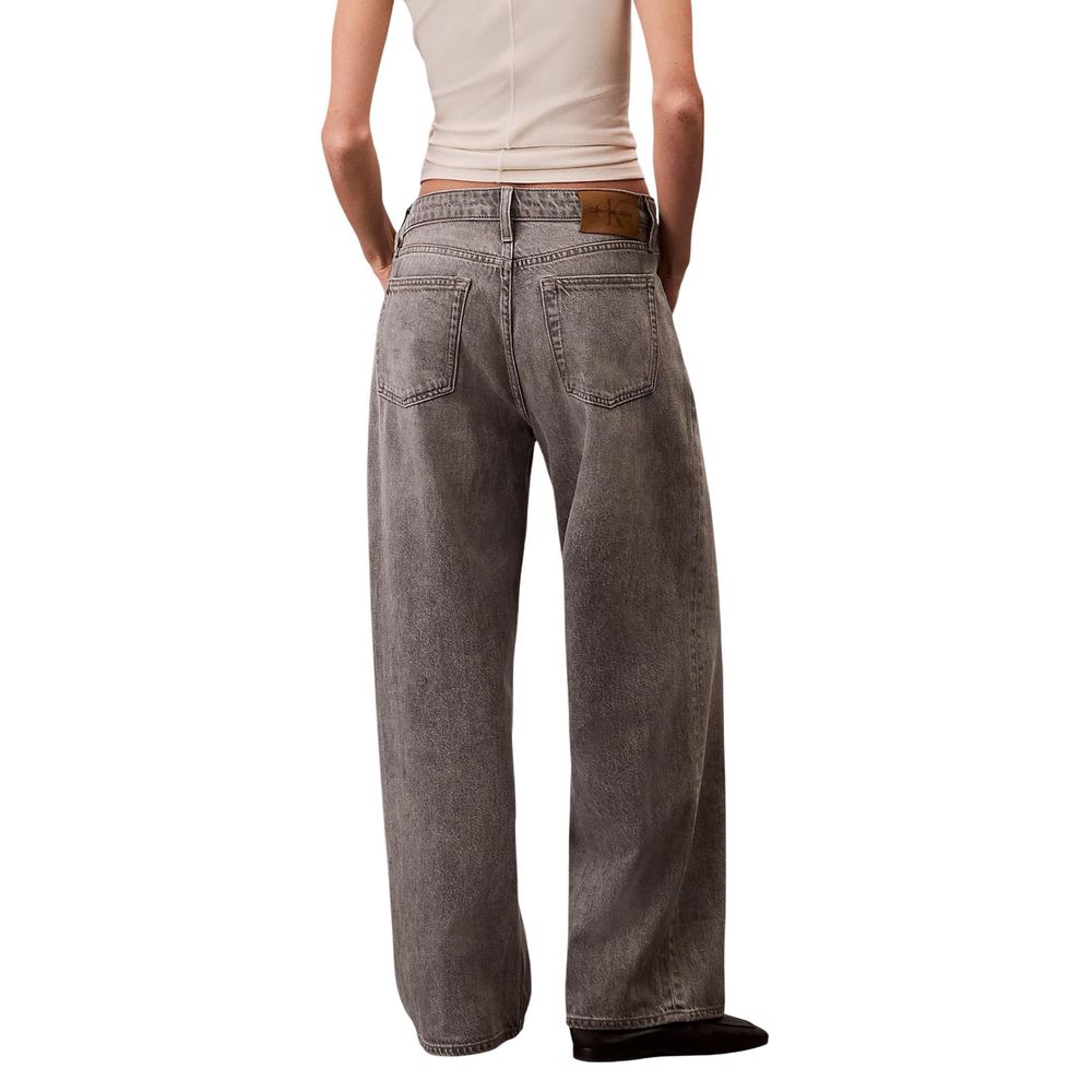 Gray Cotton Boyfriend Jeans