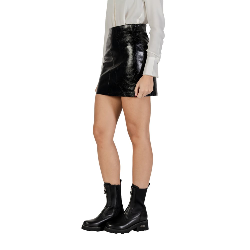 Black Polyester Mini Skirt