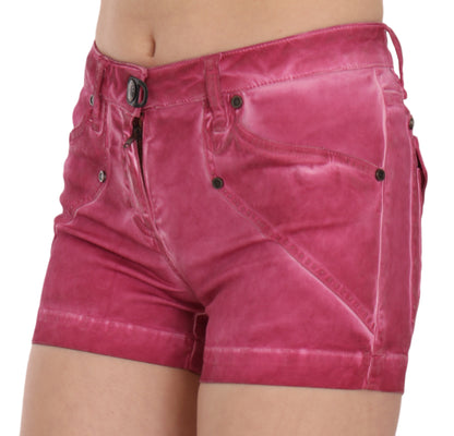 Mini short en denim de coton taille moyenne rose