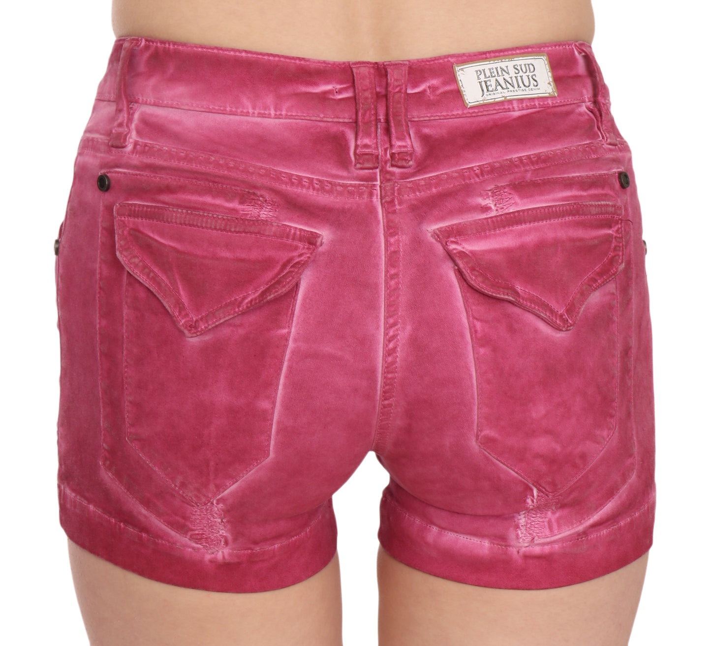 Mini short en denim de coton taille moyenne rose