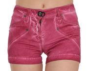 Mini short en denim de coton taille moyenne rose