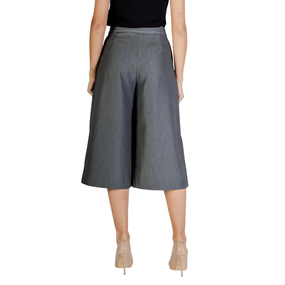 Gray Polyester Cropped Pants