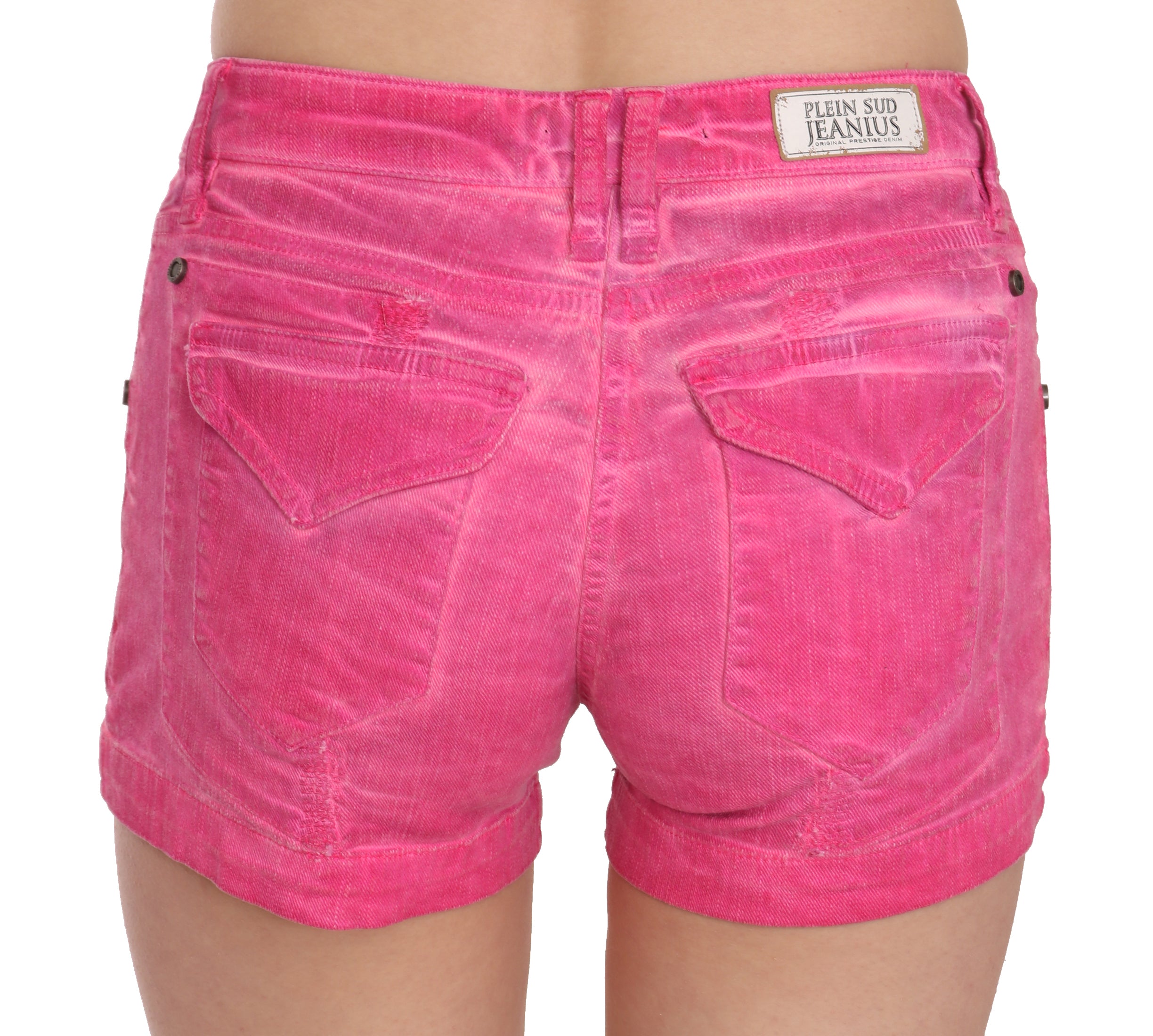 Rosafarbene Mini-Shorts aus Baumwolldenim mit mittlerer Taille