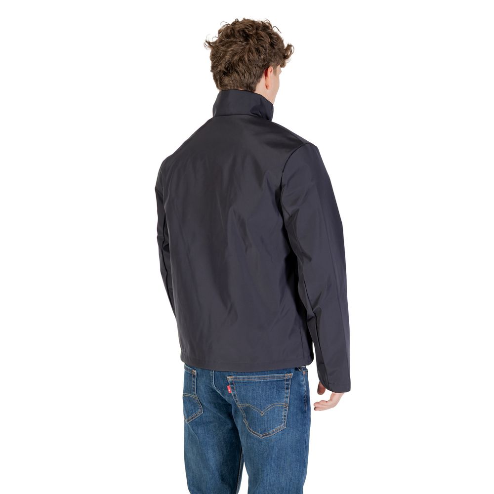Blue Polyester Full-Length Jacket