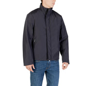 Blue Polyester Full-Length Jacket