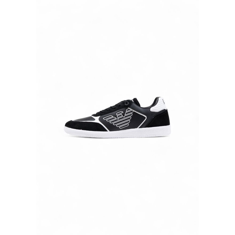 Black And White Leather Athletic Sneakers