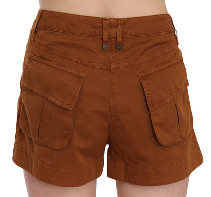 Braune Mini-Shorts aus Baumwolldenim mit mittlerer Taille