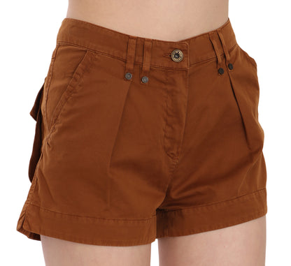 Braune Mini-Shorts aus Baumwolldenim mit mittlerer Taille