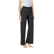 Black Polyester Casual Pants