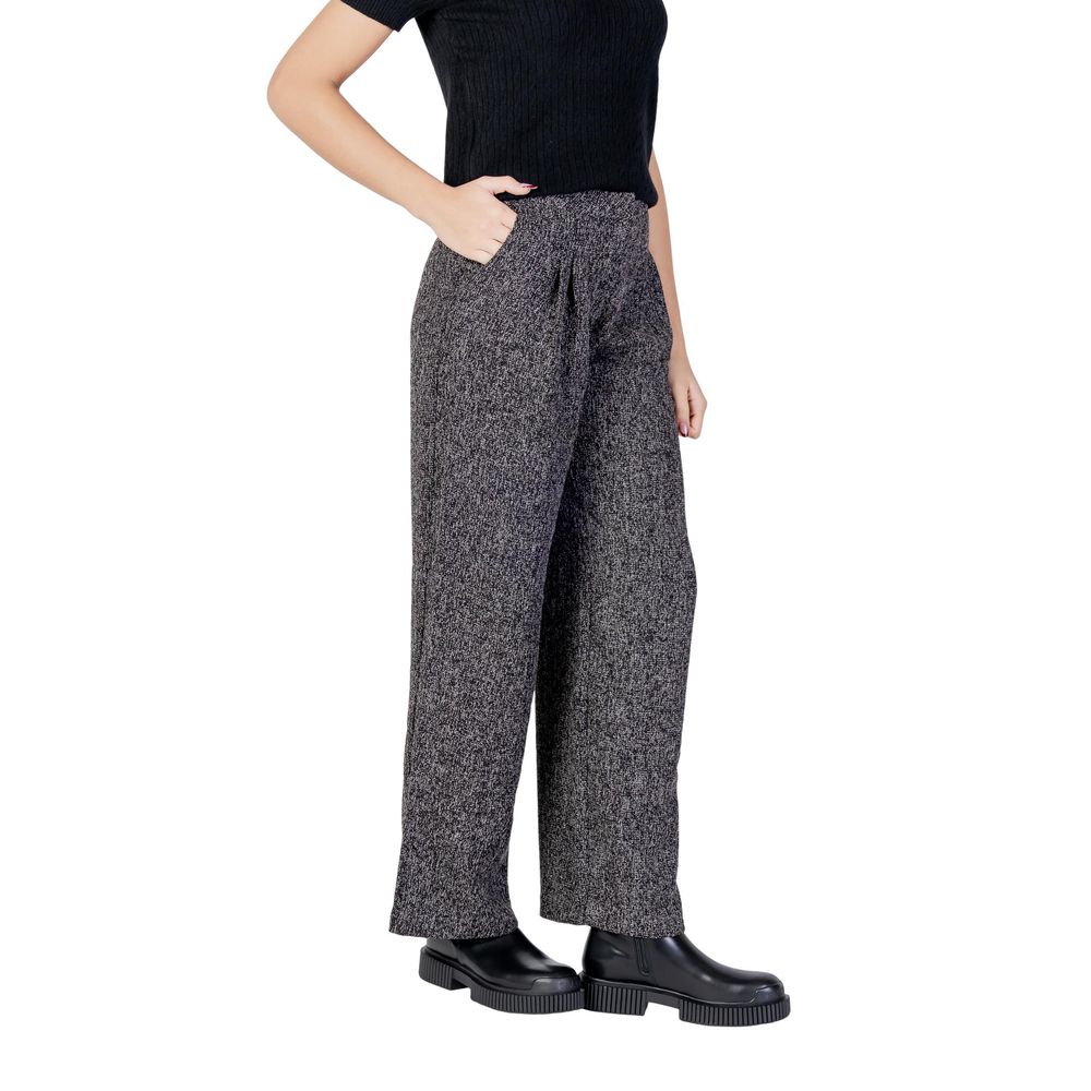 Black Polyester Flared Pants