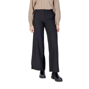 Black Polyester Flared Pants
