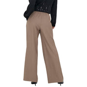 Brown Polyester Flared Pants