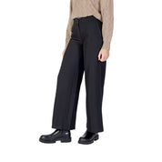 Black Polyester Flared Pants