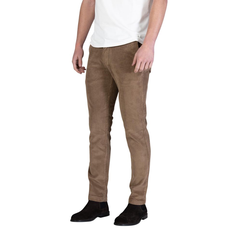 Brown Cotton Casual Pants