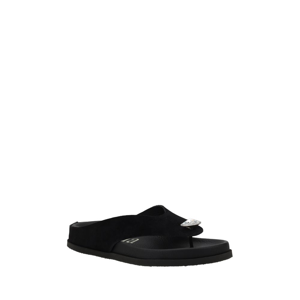 Black Calf Leather Bos Taurus Strap-On Sandals