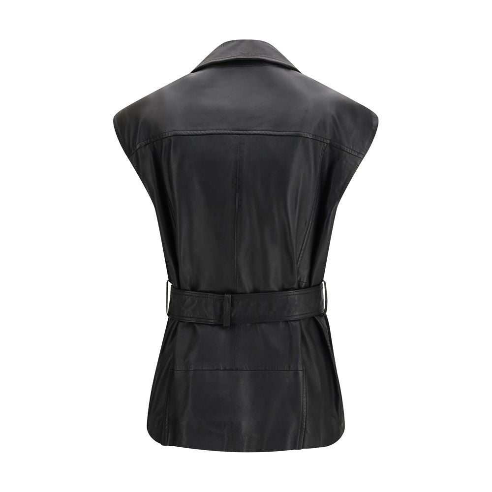 Black Goatskin Sleveless Jacket