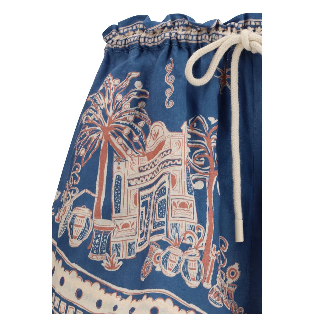 Blue Linen Bermuda Shorts