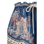 Blue Linen Bermuda Shorts