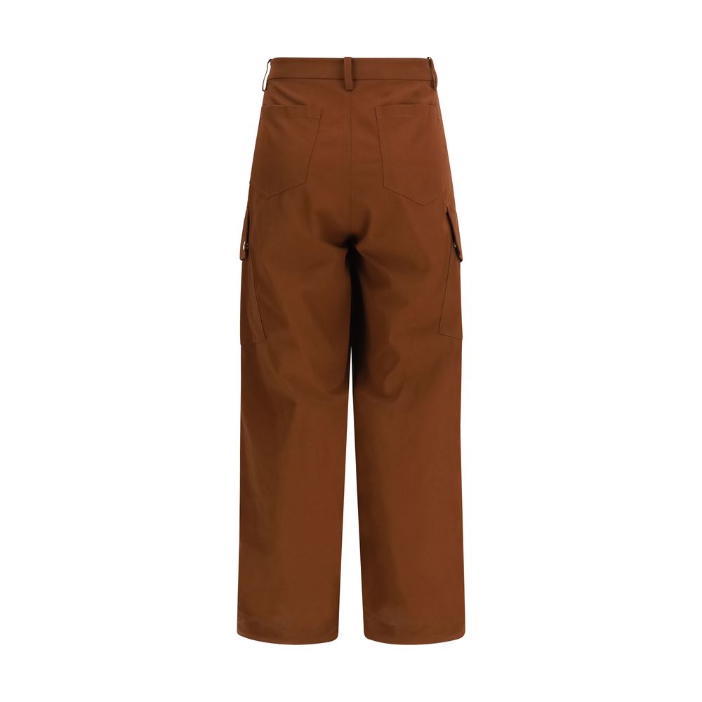 Brown Cotton Casual Pants