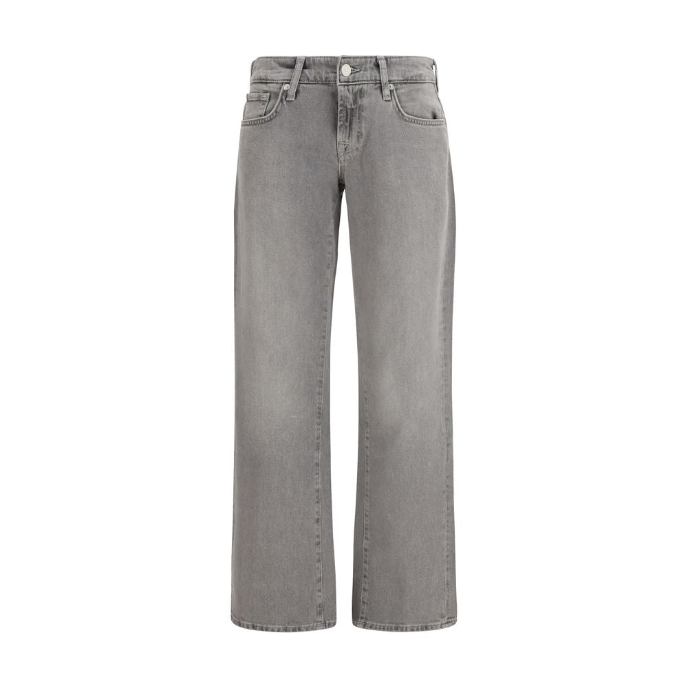 Gray Cotton Straight-Leg Jeans