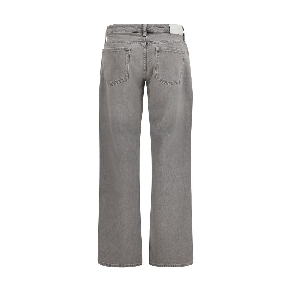 Gray Cotton Straight-Leg Jeans