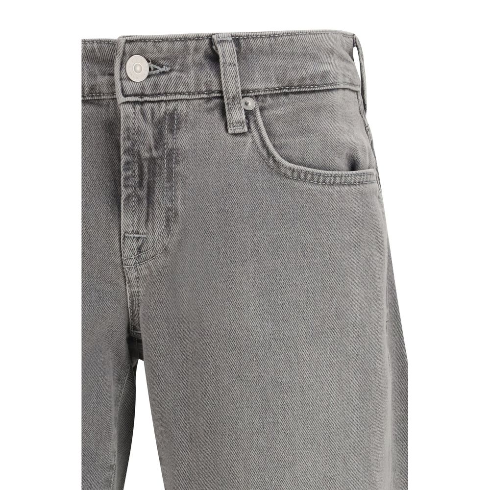 Gray Cotton Straight-Leg Jeans