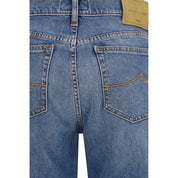 Blue Cotton Straight-Leg Jeans
