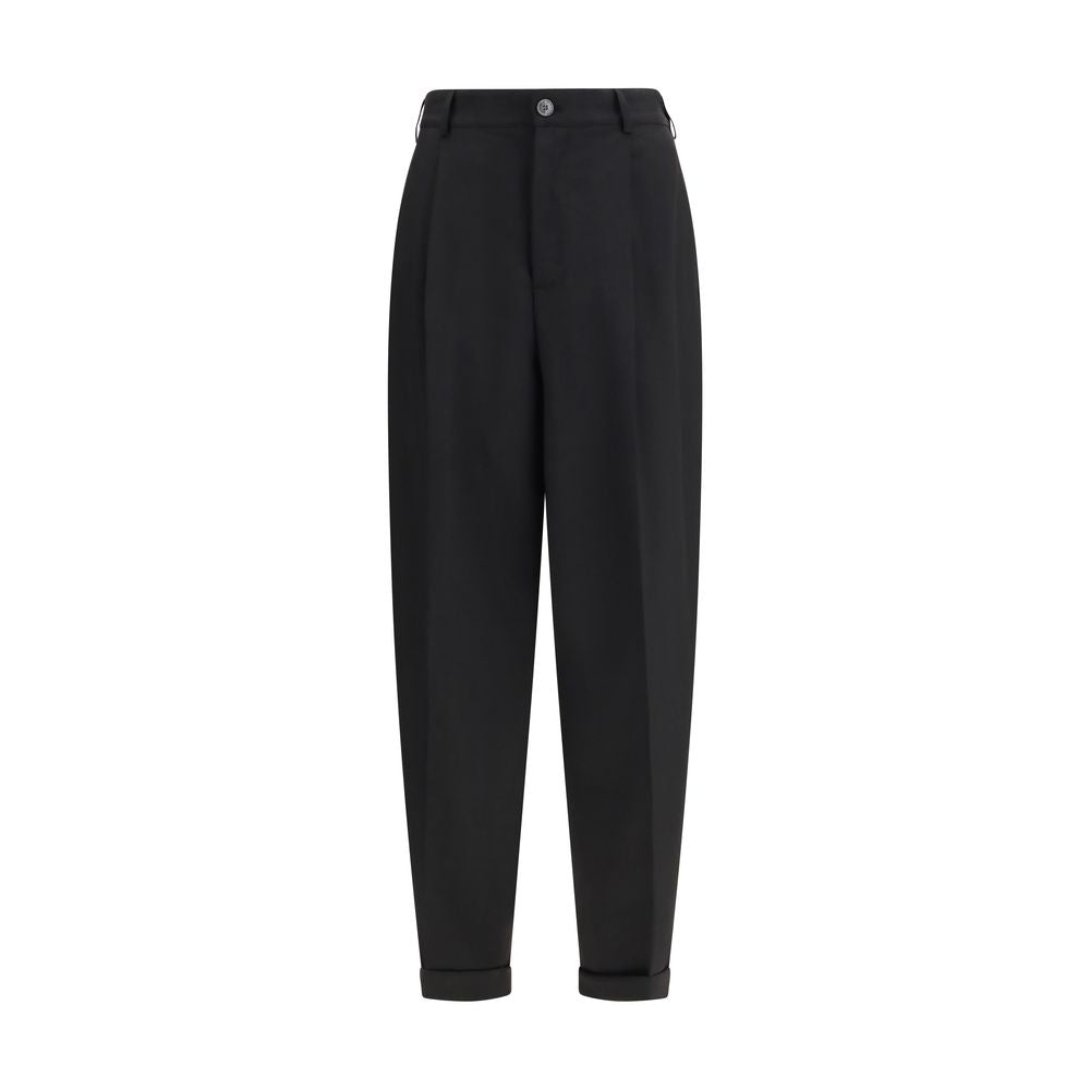 Black Fleece Wool Casual Pants