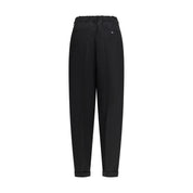 Black Fleece Wool Casual Pants