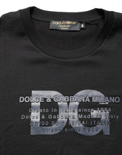 Black Logo DG Print Cotton Crew Neck T-shirt