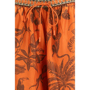 Orange Silk Casual Pants