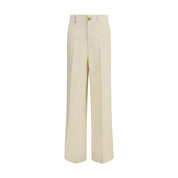 Beige Viscose Casual Pants
